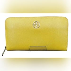 COPY - Tory Burch Yellow Leather Robinson Zip Around Wallet